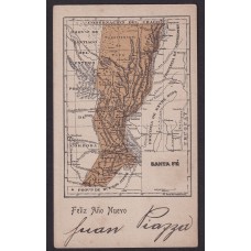 ARGENTINA ENTERO POSTAL GJ TAR-40-L TARJETA POSTAL CON VISTA MAPA DE SANTA FE USADO U$ 30